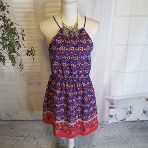 NWOT Mine floral pink blue sleeveless dress sz S